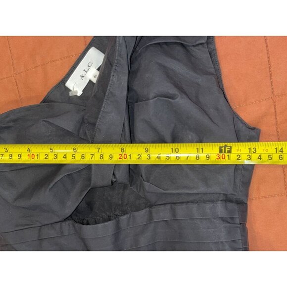 A.L.C. Black Athelia One Shoulder Wide Leg Jumpsuit 100% Cotton Women's Size 00 - Picture 8 of 11